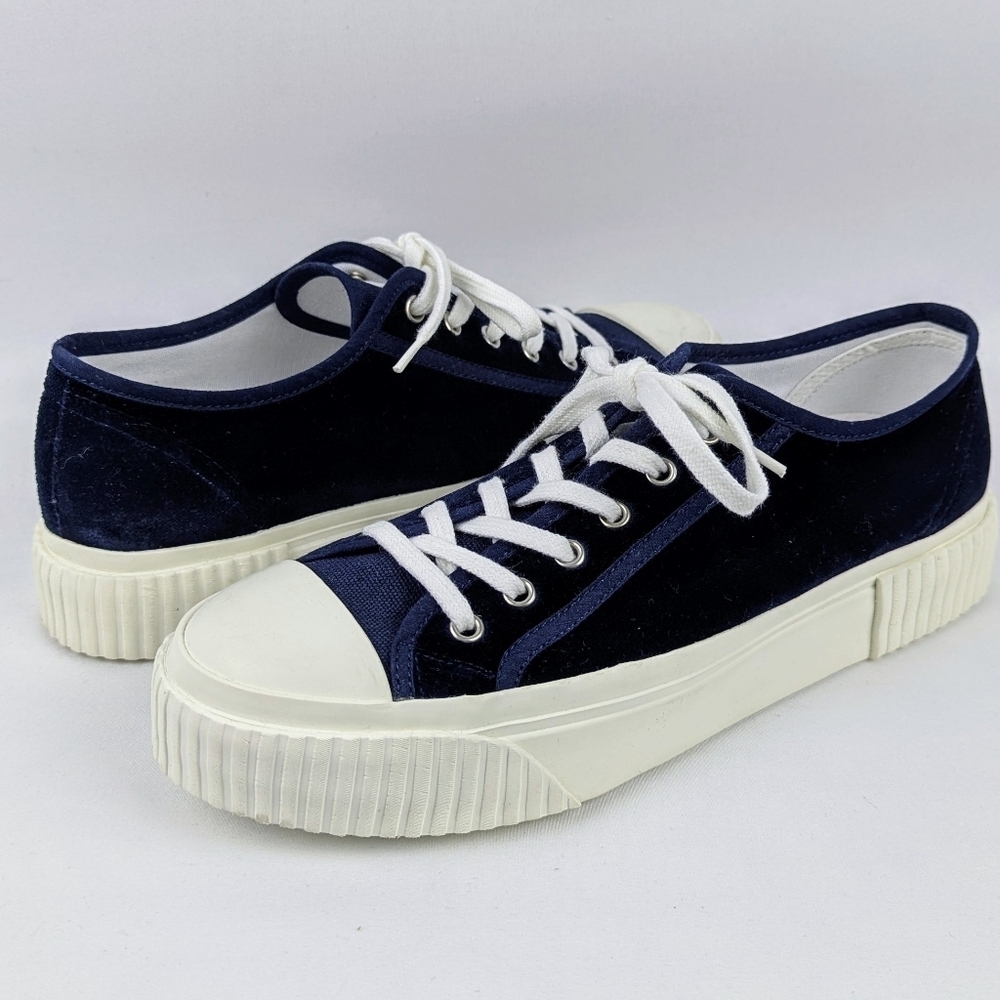 Theory Project Low Top Velvet Platform Sneaker Midnight Blue US 9 EU39 NWOT